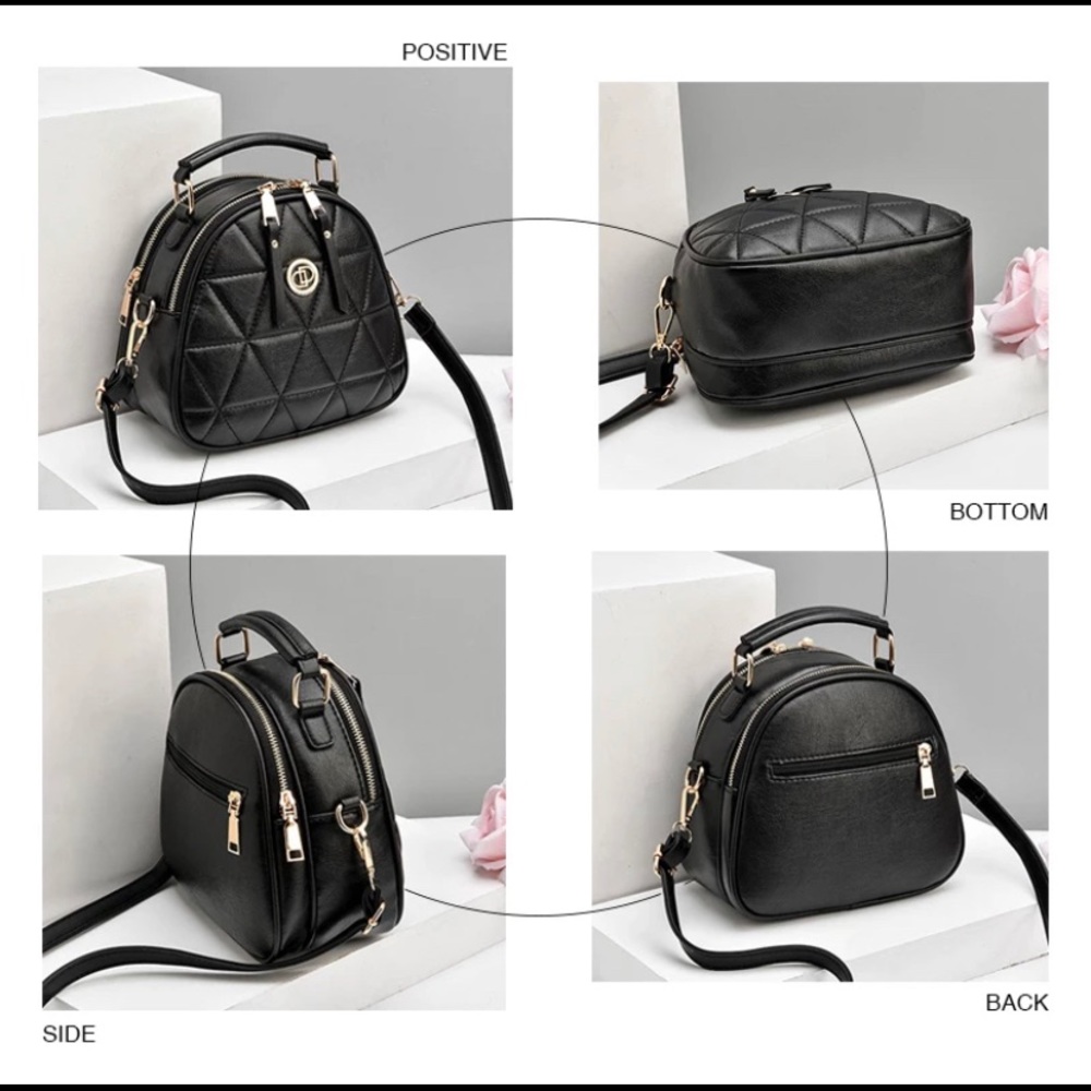 SOFT BLACK PU LEATHER SHOULDER BAG - Picture 2 of 3